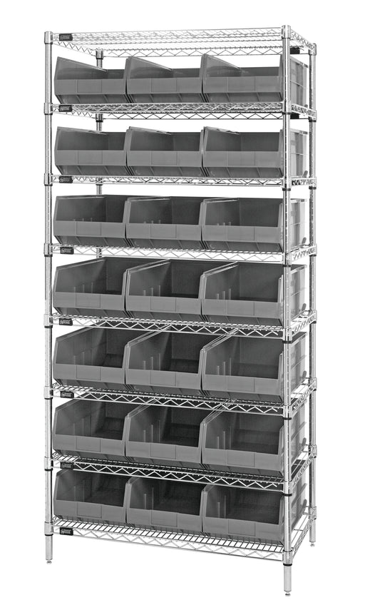 Quantum WR8-485GY | Bin Wire Shelving System