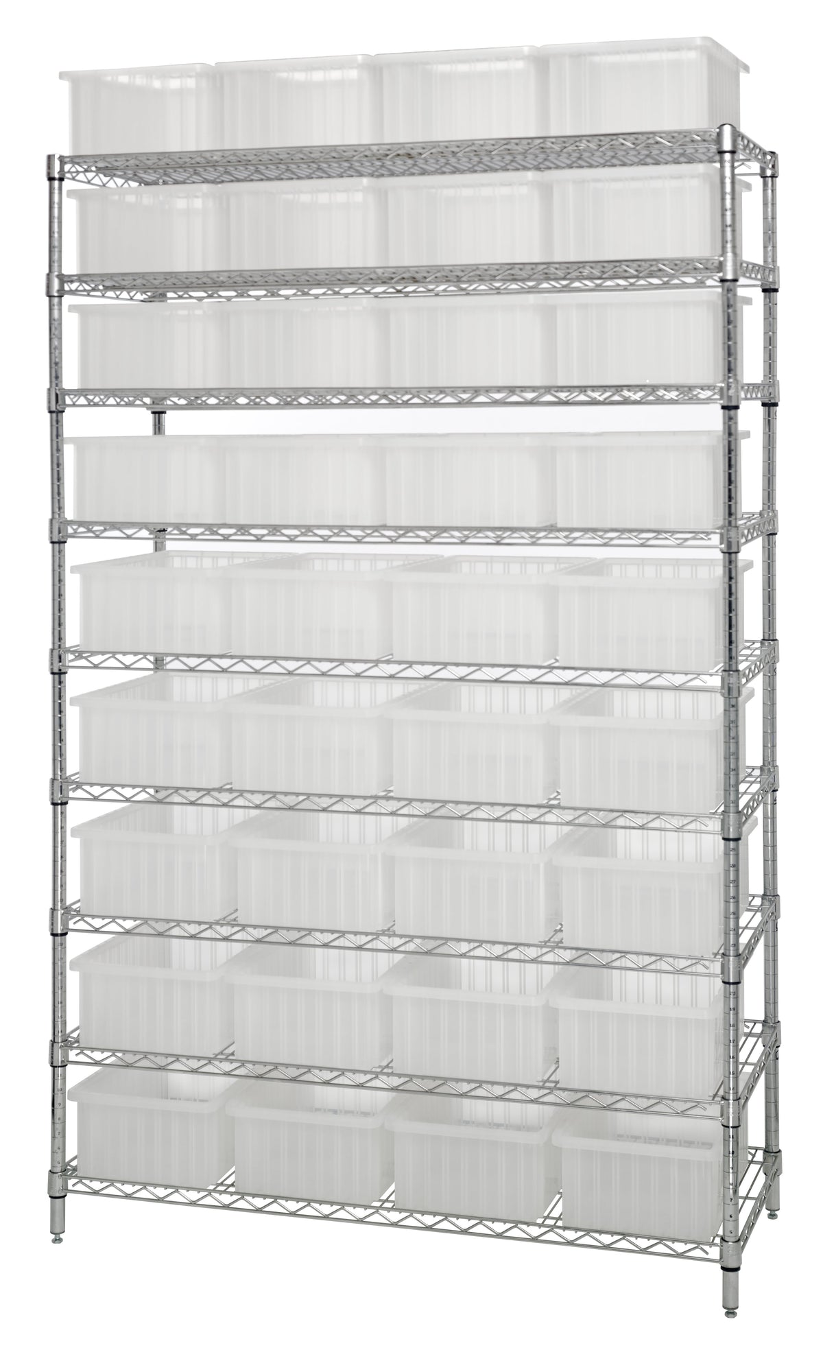 Quantum WR9-93060CL, 24"W 60"D 74"H Bin Wire Shelving System, Clear