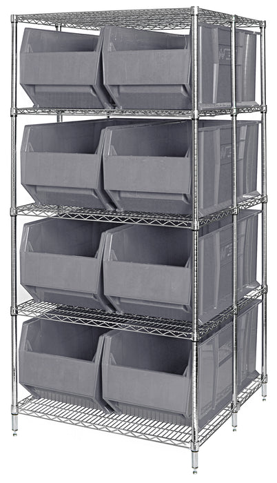 Quantum WRA86-2136C-166GY | RackBin 42" Container Wire Shelving System