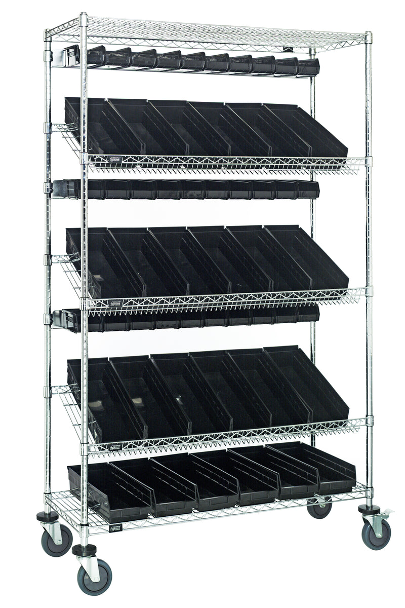 Quantum WRCSL5-74-1848-104220BK | Slanted Shelf Cart