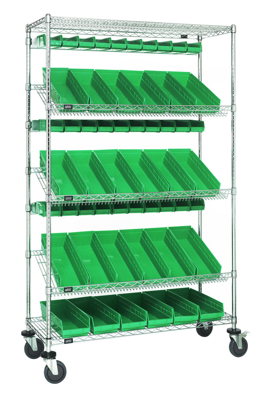 Quantum WRCSL5-74-1836-104220GN | Slanted Shelf Cart