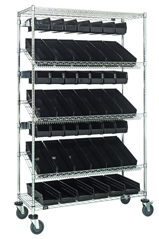 Quantum WRCSL5-74-1836-104230BK | Slanted Shelf Cart