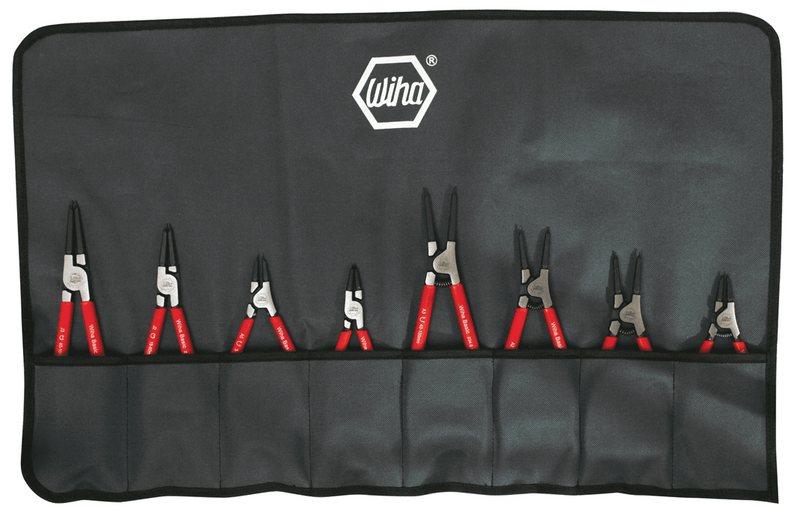 Wiha 32693 8 Piece Classic Grip Straight Internal/External Retaining Ring Pliers Set with Canvas Pouch