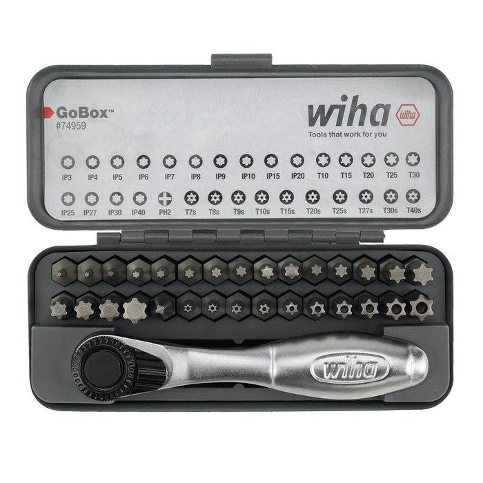 Wiha 74959 32 Piece GoBox Master Torx Bit Set with Mini Ratchet