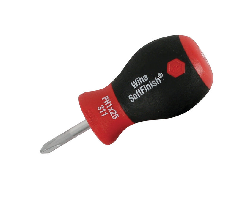 Wiha 31135 SoftFinish Phillips Stubby Screwdriver #1 x 25mm