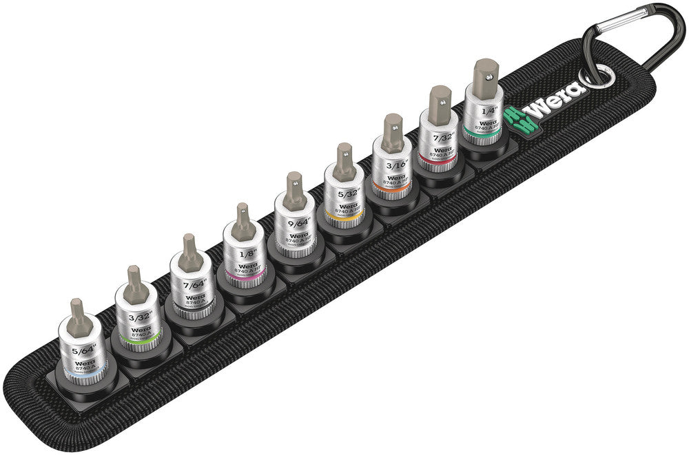 Wera 05003884001, Belt A Imperial 1 Zyklop In-Hex-Plus bit socket set with holding function, 1/4" drive