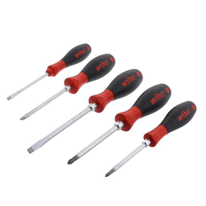 Wiha 53075 5 Piece SoftFinish X Heavy Duty Slotted and Phillips Screwdriver Set