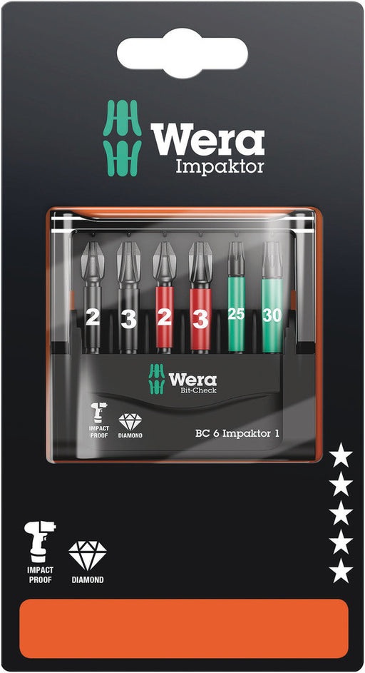 Wera 05073890001, Bit-Check 6 Impaktor 1 SB