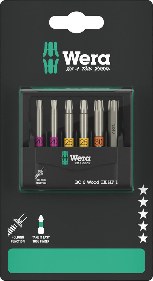 Wera 05073639001, Bit-Check 6 Wood TX HF 1 SB