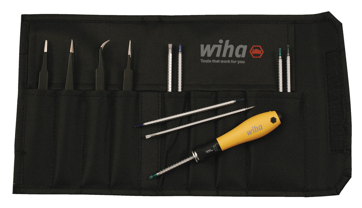 Wiha 26970 12 Piece ESD Safe Drive-loc 4 and Tweezers Set