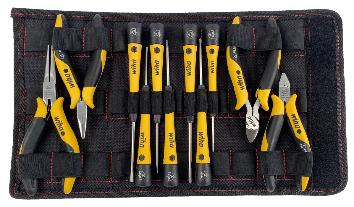 Wiha 32794 11 Piece ESD Safe PicoFinish Precision Screwdrivers and Pliers Set in Pouch