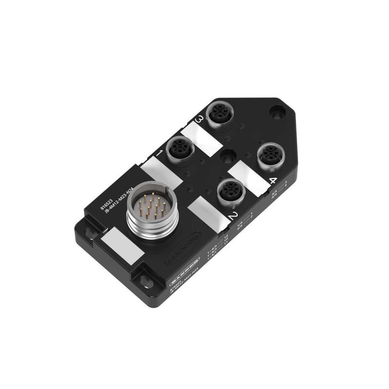 Banner 816523, JB-4M12-M23-N24, Junction Box 4 Port M12 8 NPN with M23 12-pin HR