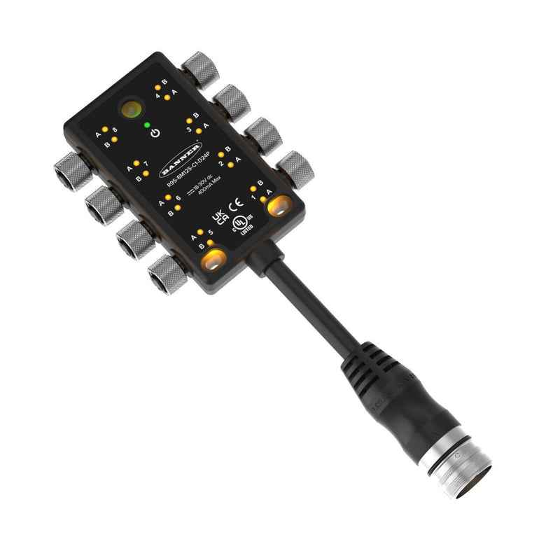 Banner 816067, R95-8M125-0.3M23-D24P, R95 Molded Junction Box with 16 PNP Signals and Cable Homerun