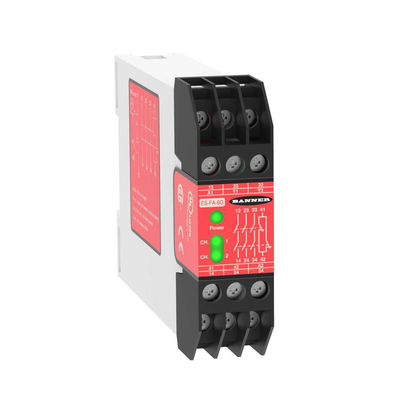 Sting Rope Relay Banner 55579, ES-FA-6G, Safety Relay Module for E-Stop/Rope Pull ...