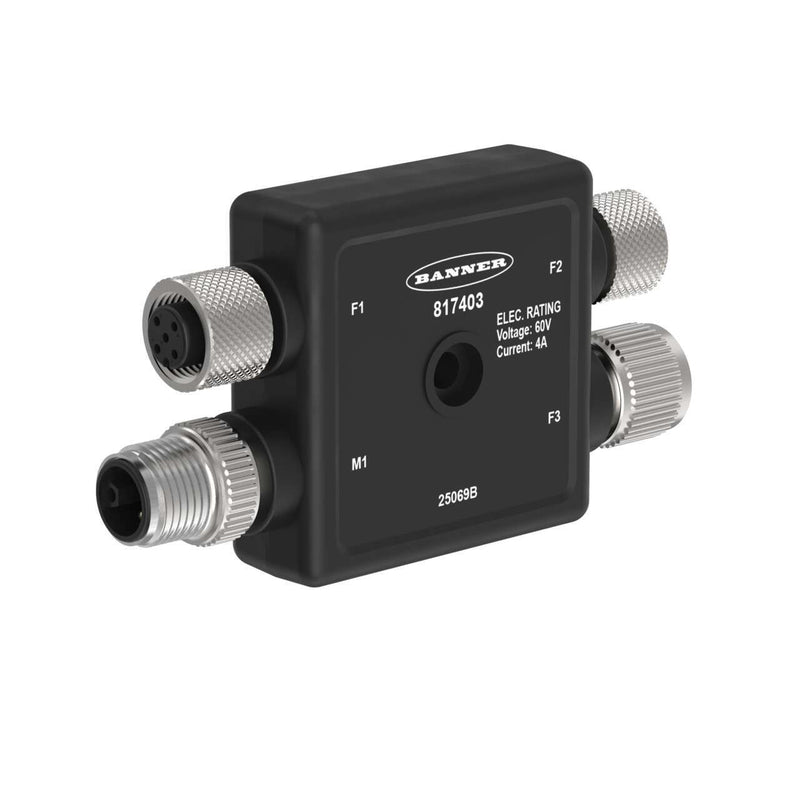 Banner 817403, R50-M12LM5-M12LF5-2M12F5-P13, 4-Port Molded Junction Box