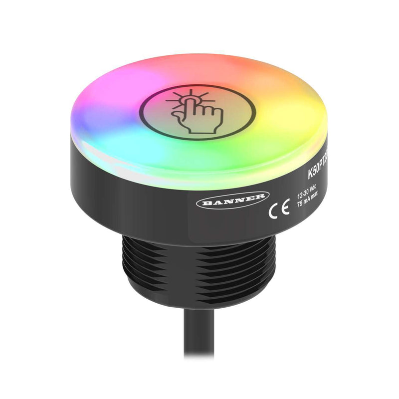 Banner 805929, K50PTCAMGRY3, K50 Pro Compact Touch Series: 3-Color RGB Touch Sensor
