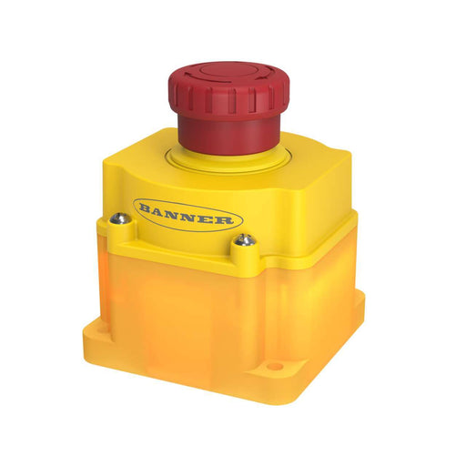 Banner 29989, SSA-EB1PLYR-12ED1Q8, Emergency Stop: Flush Mounting 40 mm Push Button