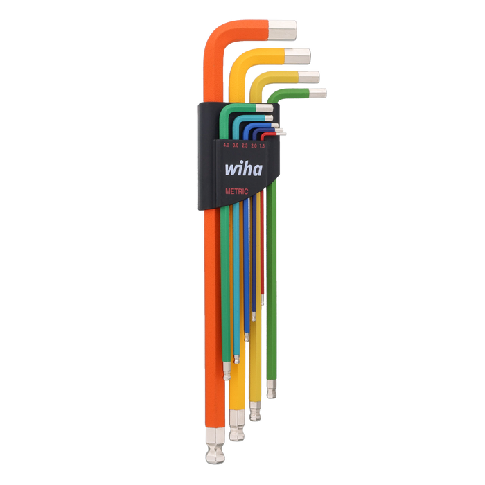 Wiha 66980 9 Piece Ball End Color Coded Hex L-Key Set - Metric