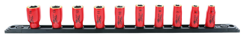 Wiha 31393 10 Piece Insulated Socket Set 1/4" Drive -  METRIC