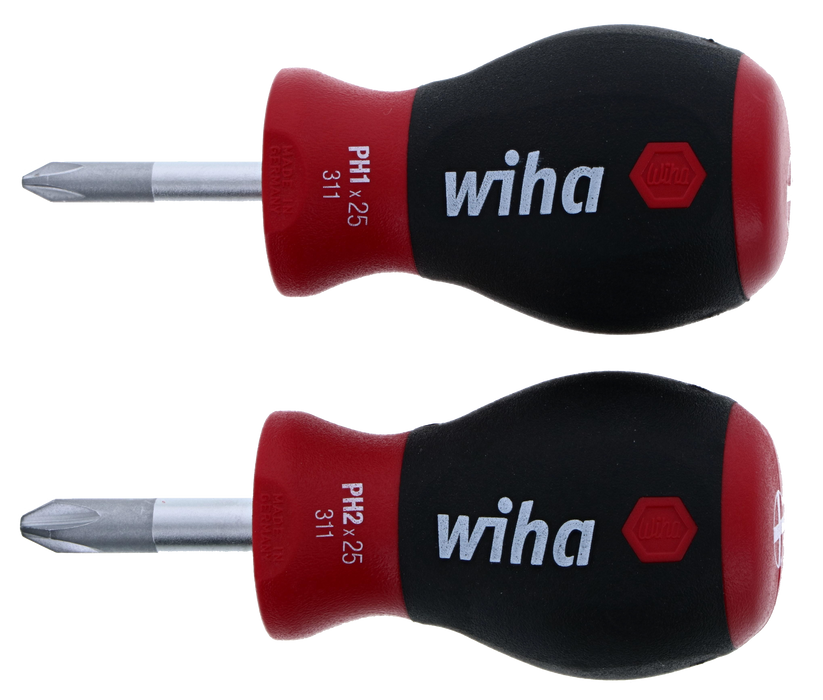 Wiha 31192 2 Piece SoftFinish Stubby Phillips Screwdriver Set