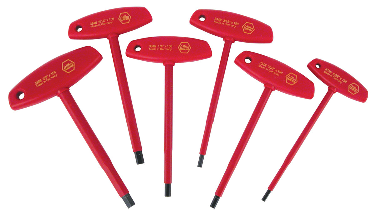 Wiha 33490 6 Piece Insulated T-Handle Hex Screwdriver Set - Inch