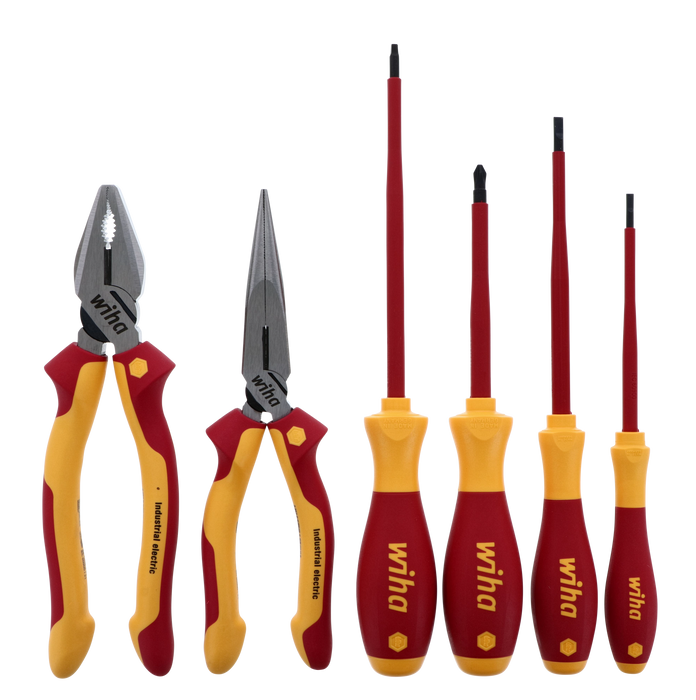 Wiha 32984 6 Piece Insulated Industrial Pliers and Screwdriver Set