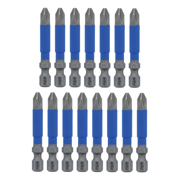 Wiha 70242 TerminatorBlue Impact Bit Phillips #2 - 2 Inch - 15 Pack