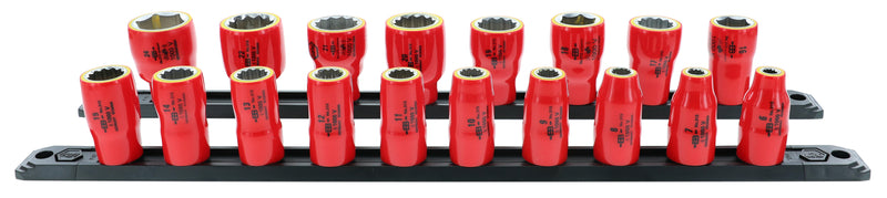 Wiha 31593 18 Piece Insulated Socket Set 3/8" Drive - Metric