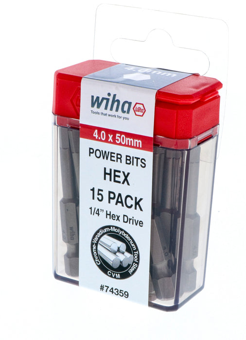 Wiha 74359 Hex Power Bit 4.0 x 50mm