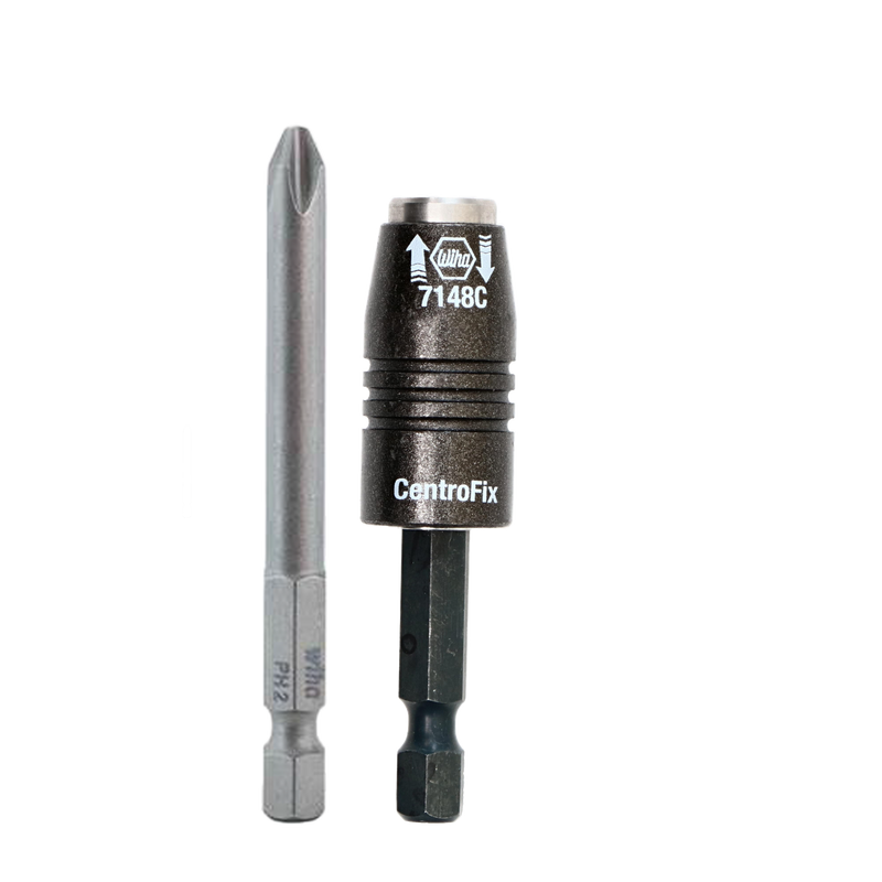 Wiha 71480 CentroFix 1/4" Quick Release Bit Holder with Bit Phillips #2