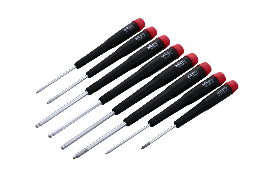 Wiha 26490 8 Piece Precision Ball End Hex Screwdriver Set - Inch