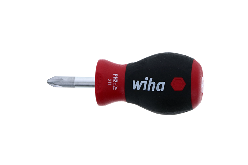 Wiha 31140 SoftFinish Phillips Stubby Screwdriver #2 x 25mm