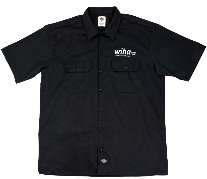 Wiha 91713 Wiha Men's Dickies Short Sleeve Work Shirt Black Medium