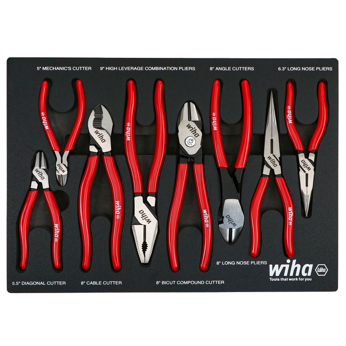 Wiha 34682 8 Piece Classic Grip Pliers and Cutters Tray Set