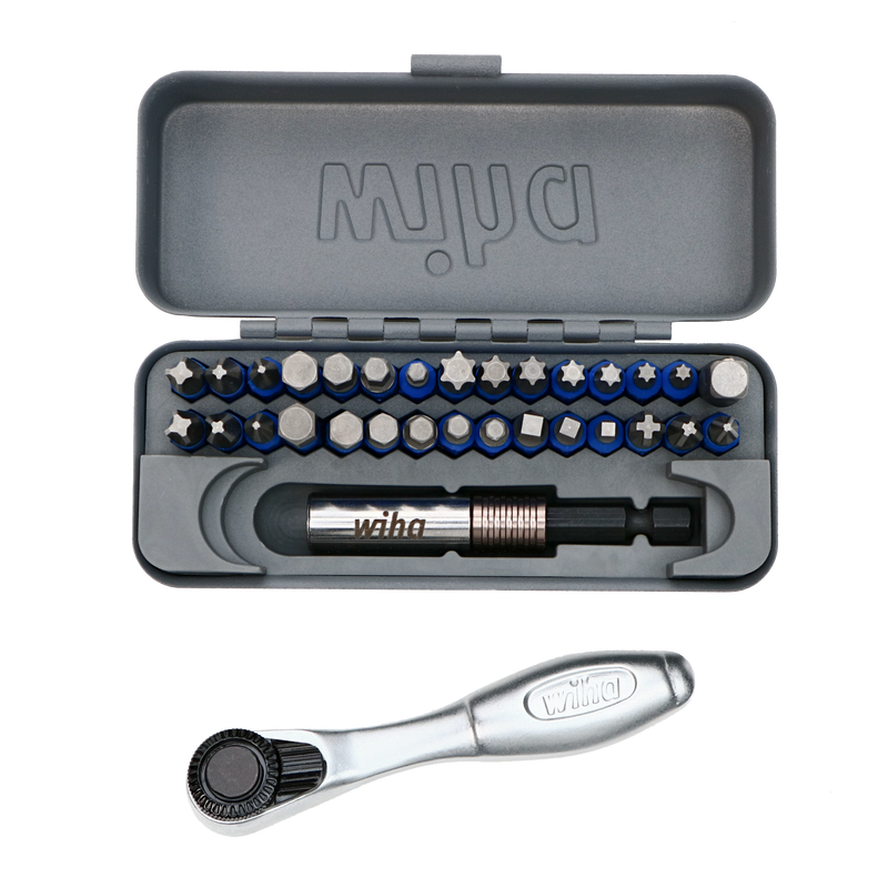 Wiha 76889 32 Piece GoBox TerminatorBlue Impact Bit Set with Mini Ratchet