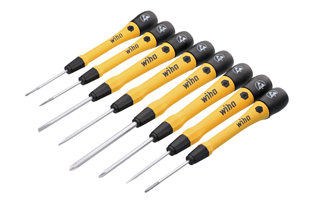 Wiha 27396 8 Piece ESD Safe Picofinish Precision Screwdriver Set in Pouch