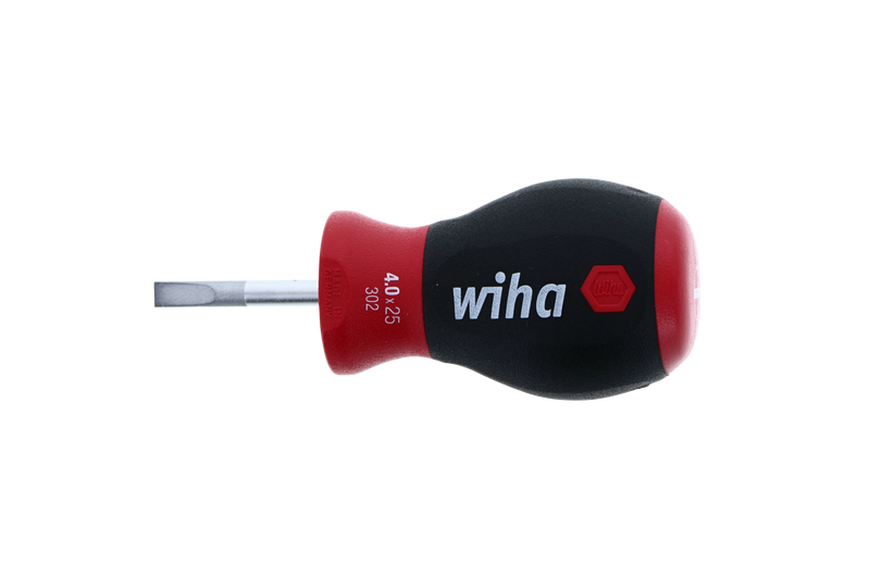 Wiha 30239 SoftFinish Stubby Slotted Screwdriver 4.0mm x 25mm