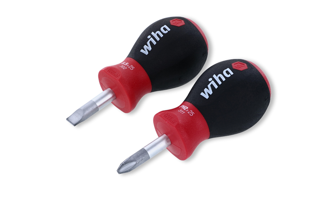 Wiha 31191 2 Piece SoftFinish Stubby Slotted and Phillips Screwdriver Set