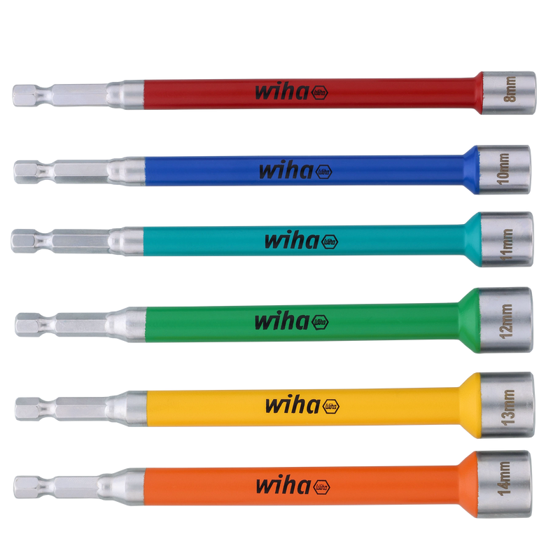 Wiha 70487 6 Piece Color Coded Magnetic Nut Setter Metric Set