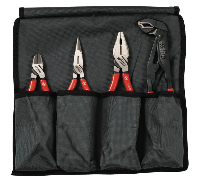 Wiha 32601 4 Piece Classic Grip Pliers and Cutters Set with Canvas Pouch