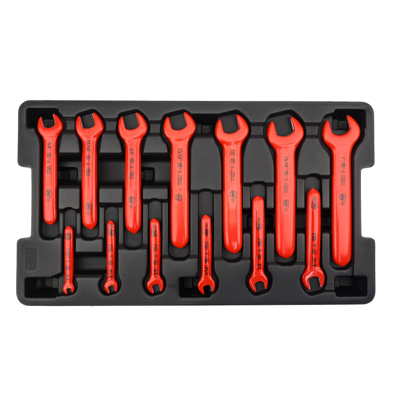 Wiha 20196 13 Piece Insulated Open End Wrench Tray Set - Metric