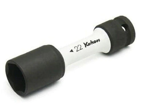 Ko-Ken 14145PM.110-22, 1/2 Sq. Dr. Wheel Nut Socket  22mm Extra Thin walled Length 110mm Color coded Protector