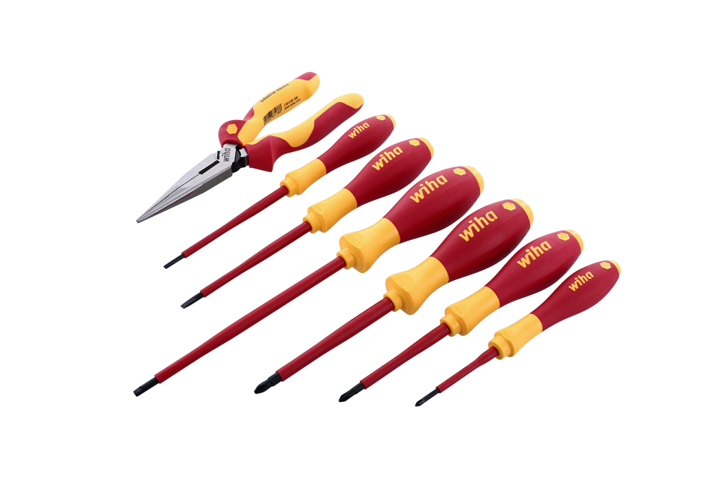 Wiha 32086 7 Piece Insulated SoftFinish Screwdriver and Long Nose Pliers Set