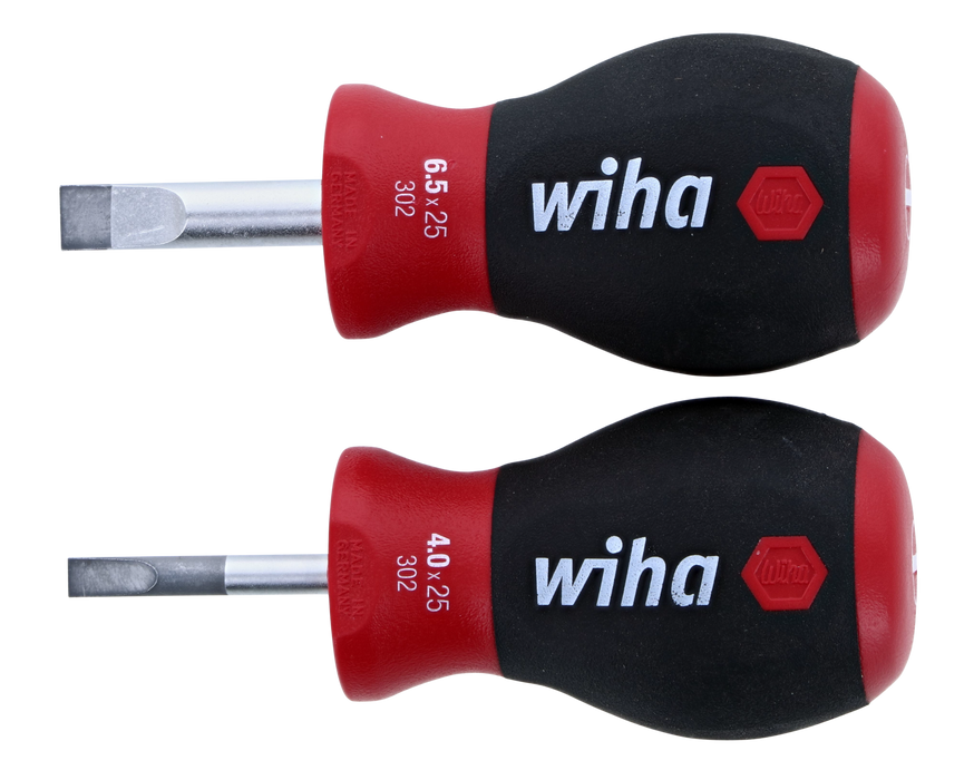 Wiha 31193 2 Piece SoftFinish Stubby Slotted Screwdriver Set