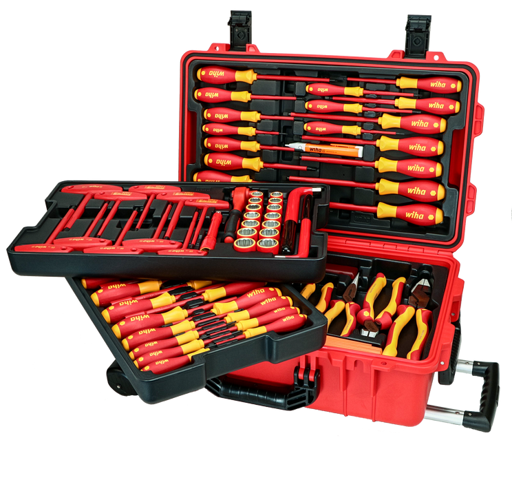 Wiha 32800 80 Piece Master Electrician's Insulated Tools Set In Rolling Hard Case