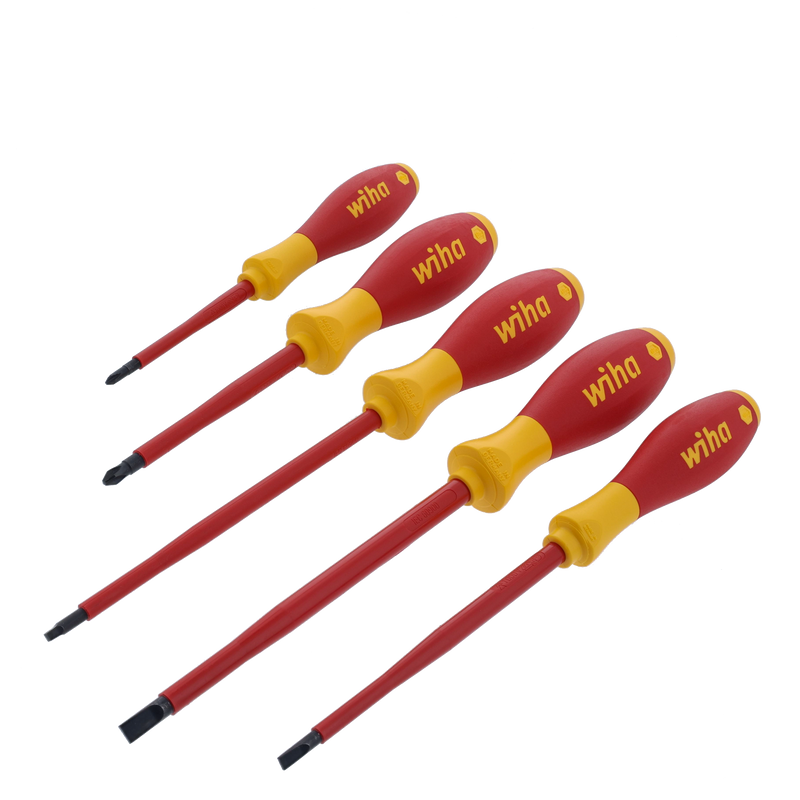 Wiha 32059 5 Piece Insulated SoftFinish Slotted/Phillips/Square Screwdriver Set