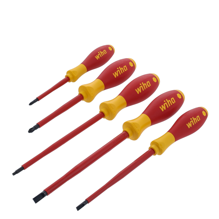 Wiha 32059 5 Piece Insulated SoftFinish Slotted/Phillips/Square Screwdriver Set