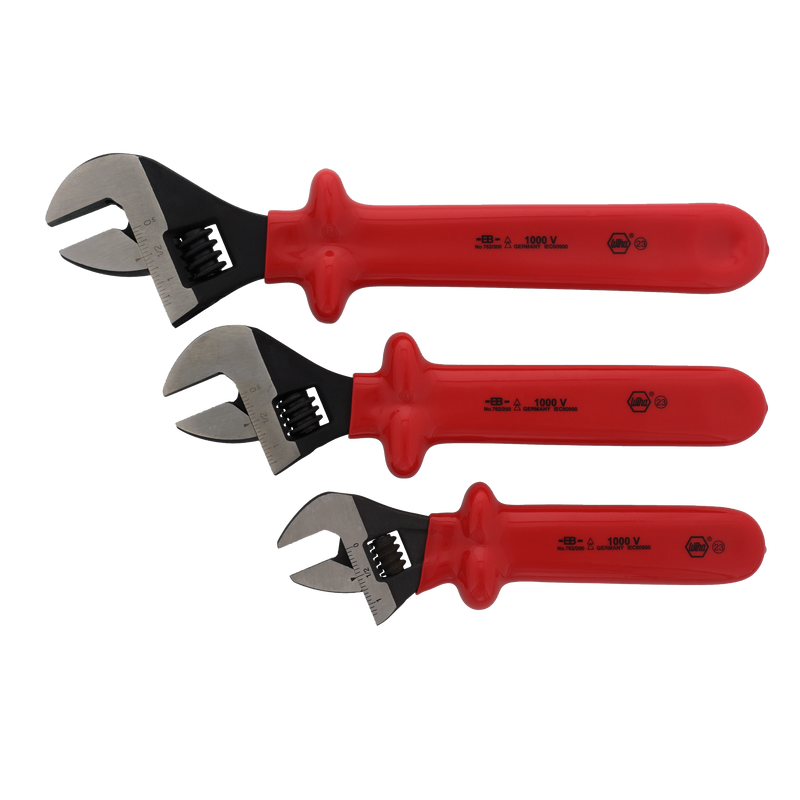 Wiha 76290 3 Piece Insulated Adjustable Wrench Set