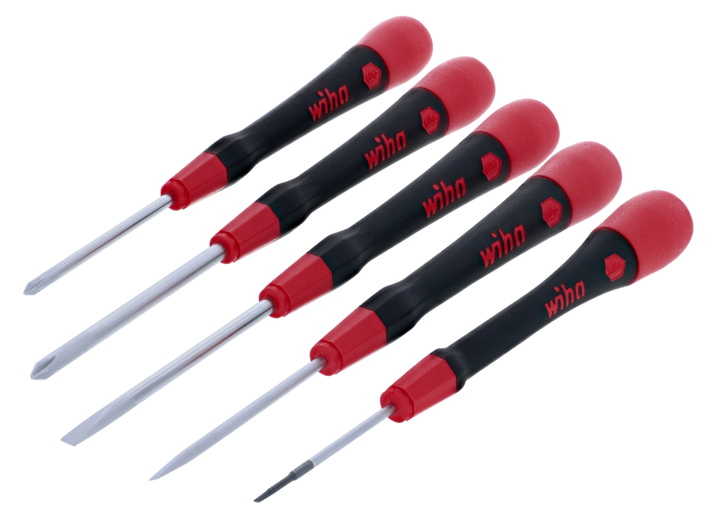 Wiha 26195 5 Piece PicoFinish Slotted and Phillips Precision Screwdriver Set