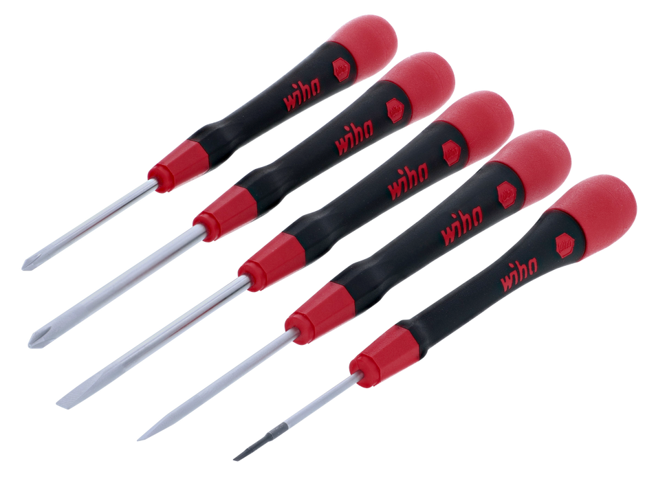 Wiha 26195 5 Piece PicoFinish Slotted and Phillips Precision Screwdriver Set